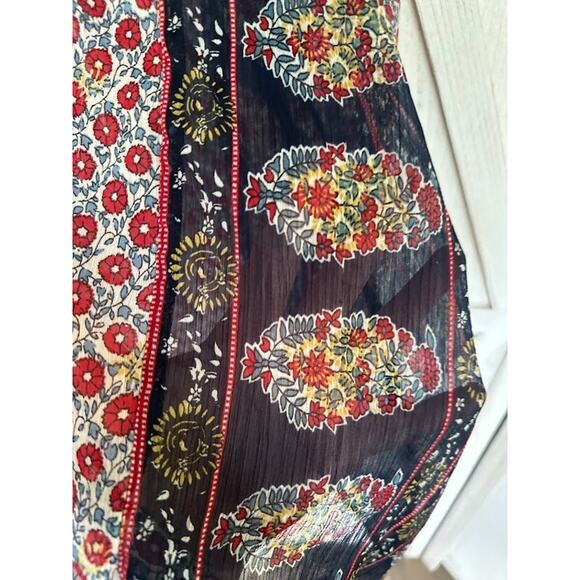 Lucky Brand Womens Sheer Blouse Plus Size 2X Americana Boho Chiffon Mixed Print - Picture 7 of 12